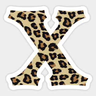 Letter X Leopard Cheetah Monogram Initial Sticker